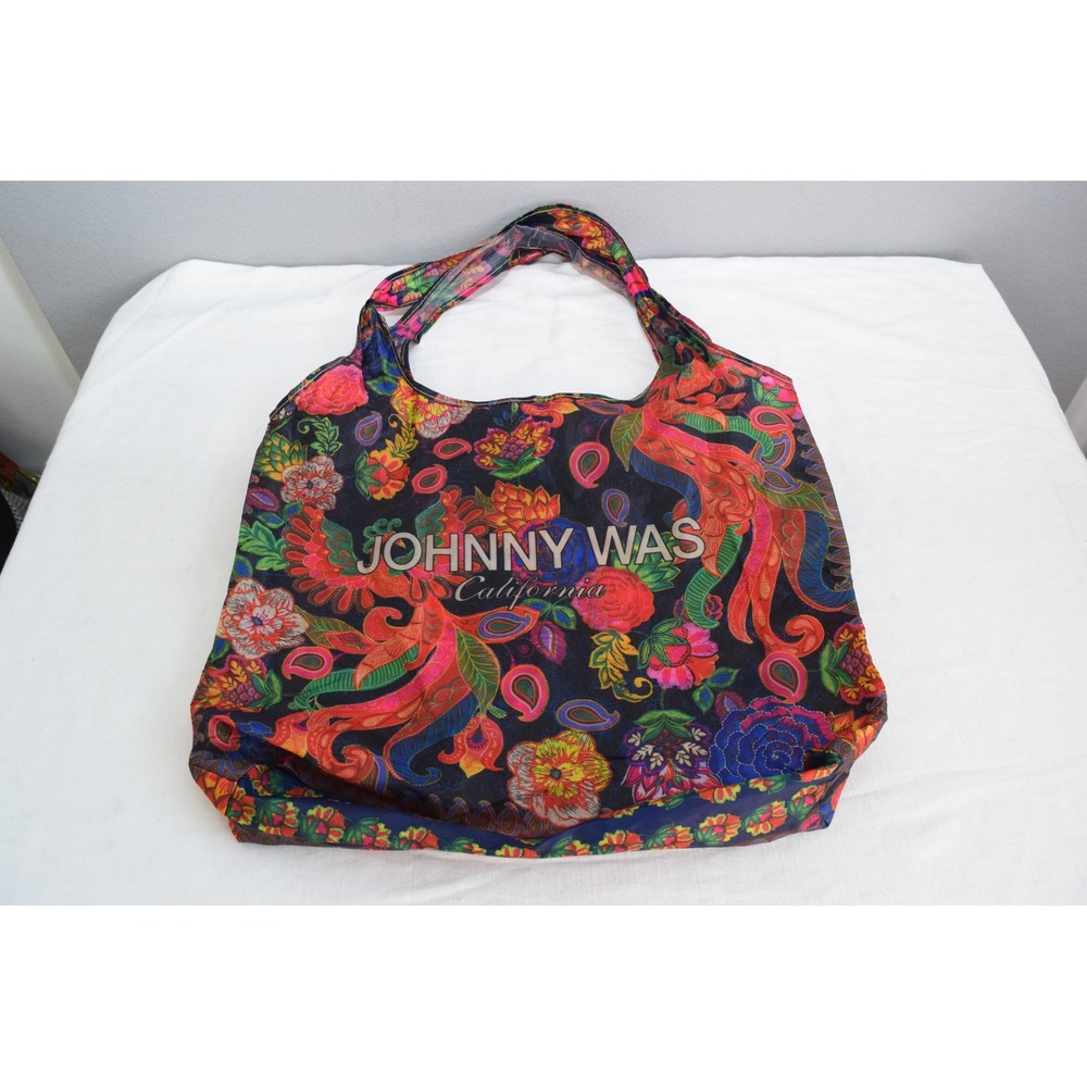 Johnny Was Tote Bag OS Multicolor Floral Paisley Phoenix Foldable Shopper Womens